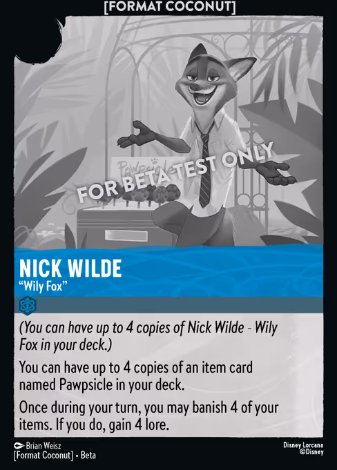 Format Coconut card: Nick Wilde - Wily Fox (Sapphire)