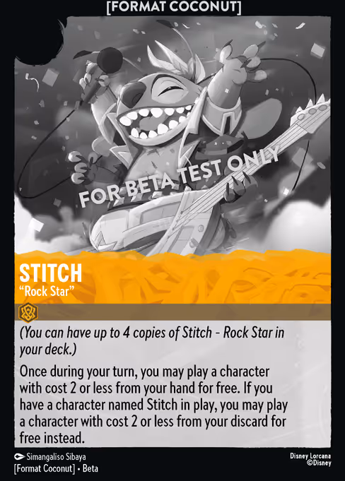 Format Coconut card: Stitch - Rock Star (Amber)