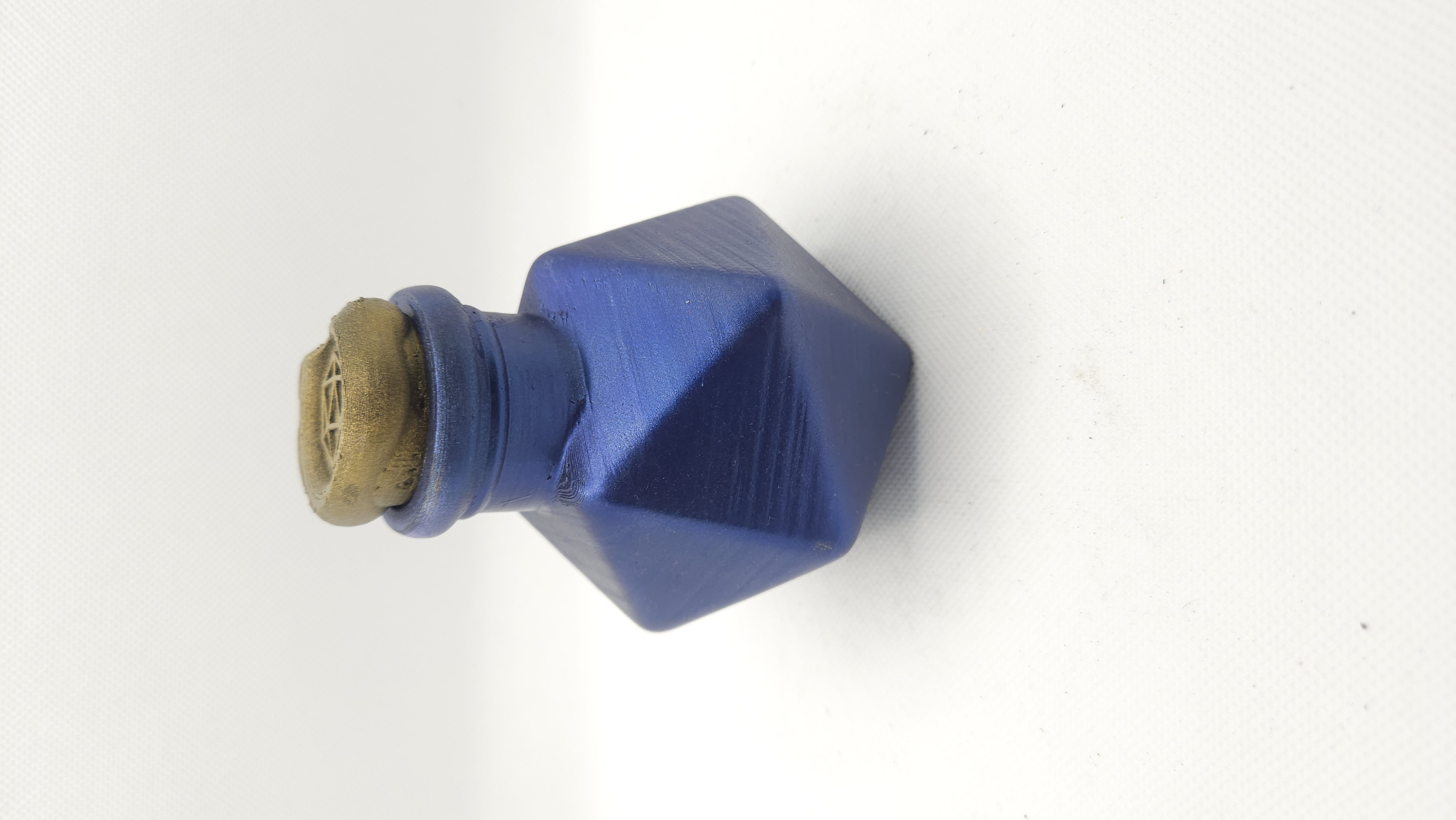 D20 Potion Bottle — blue geometric with gold cork