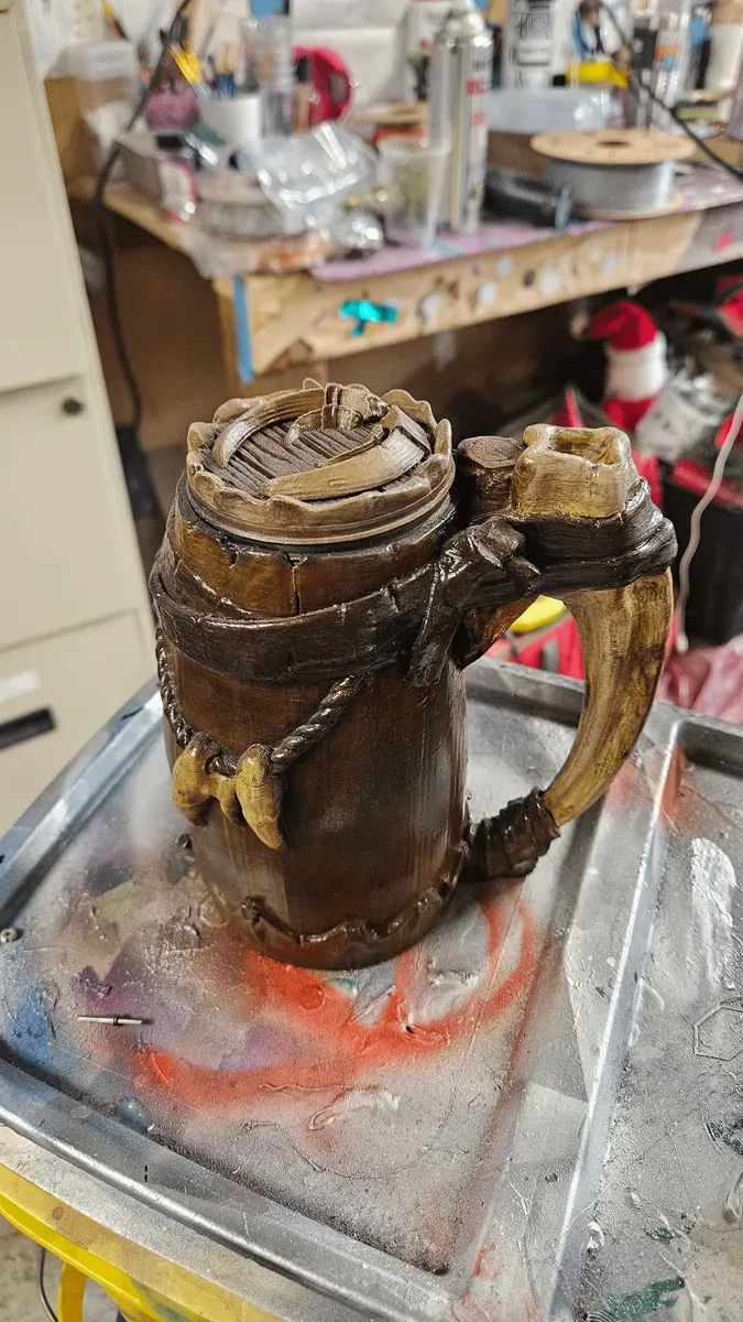 Barbarian character mug with horned lid