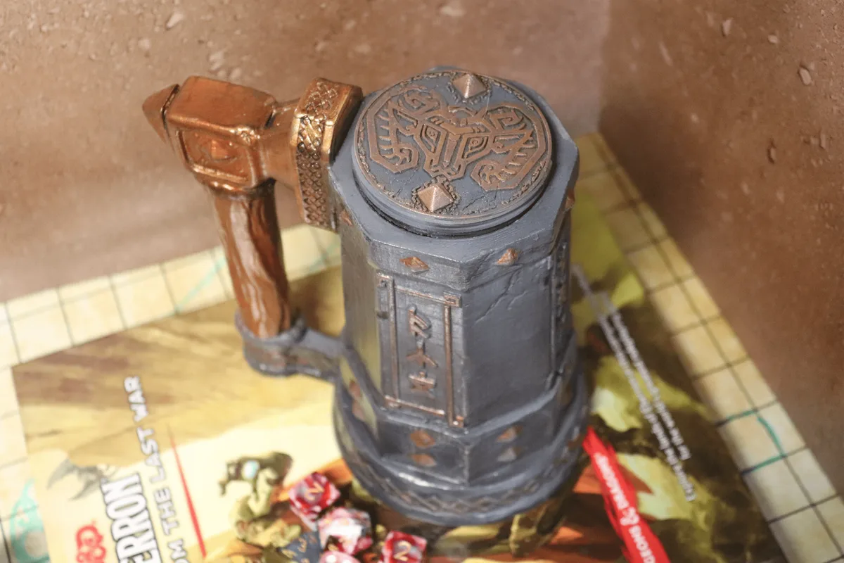 Dwarf character mug with braided beard