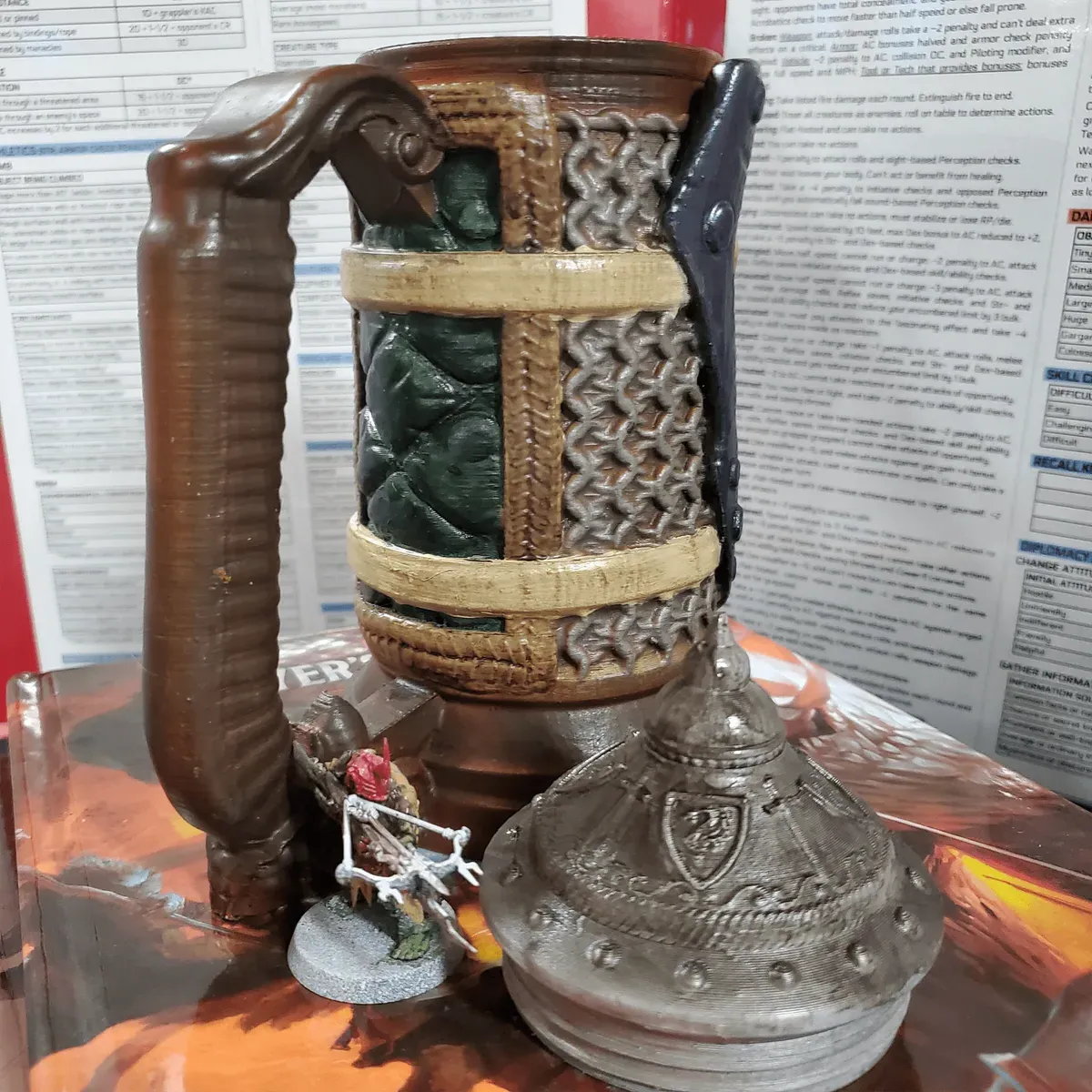 Fighter character mug with armor details